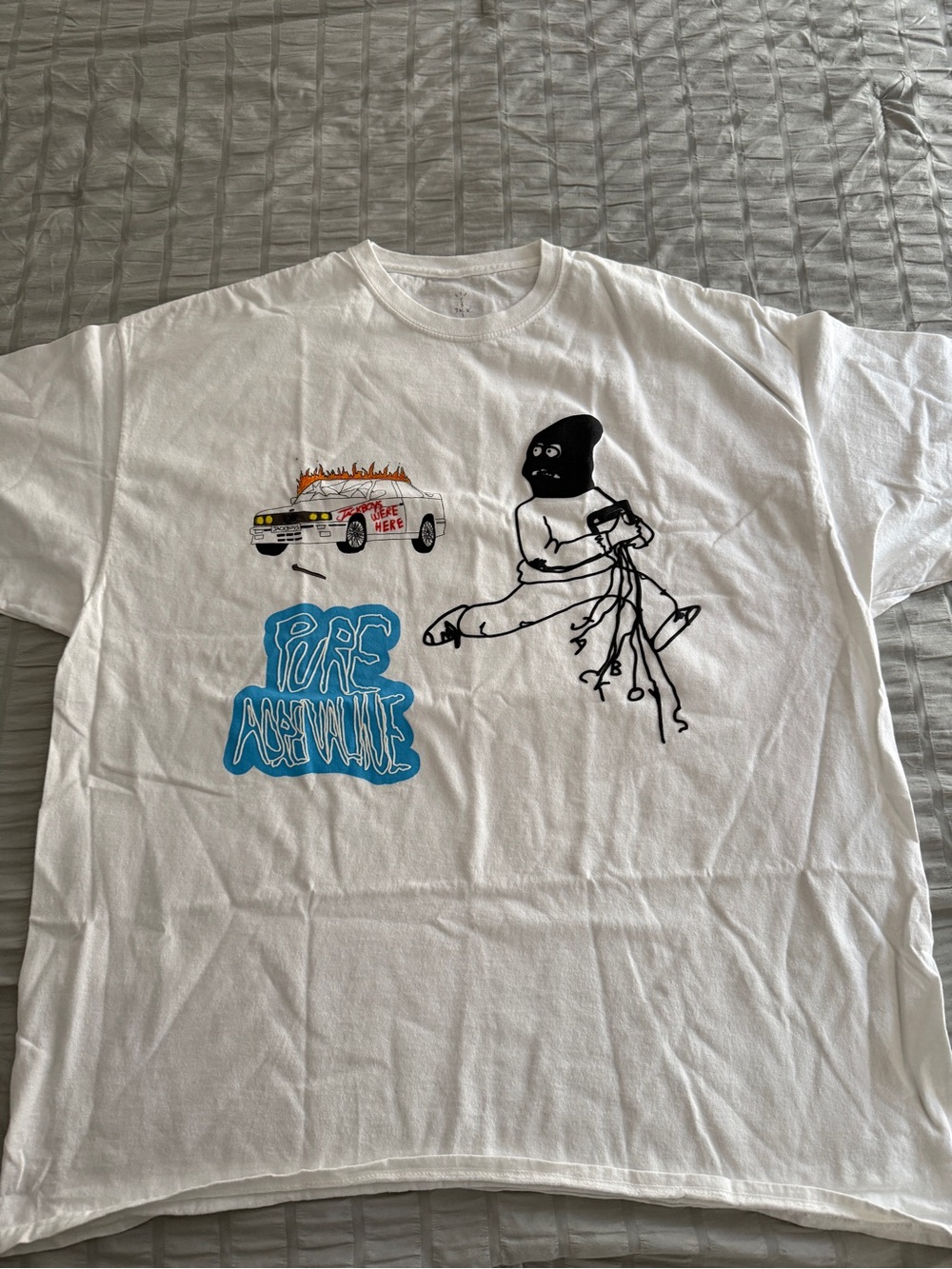 Jackboyz White Graphic Tee with Blue 'Pure Awesome' Print
